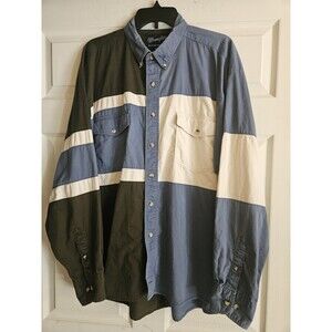 Vintage Wrangler Blue Black White XL Mens Button Up Colorblock Extra Large Shirt